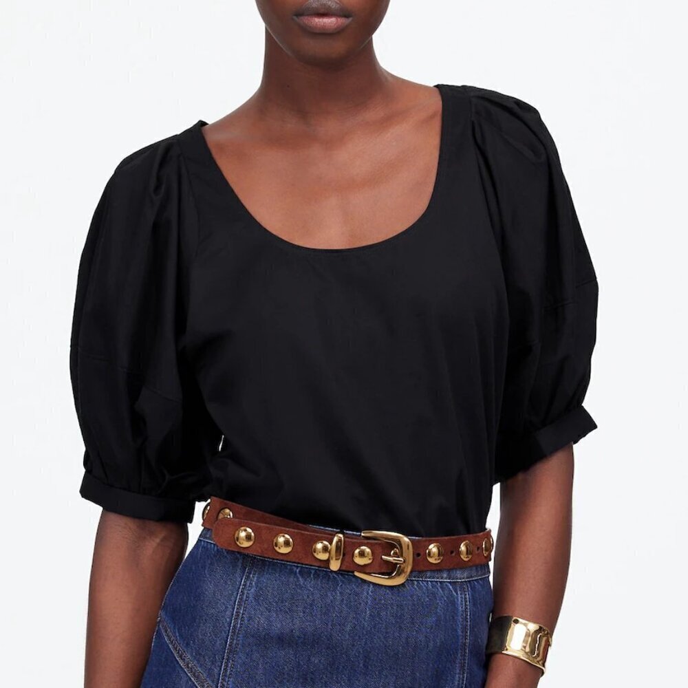 Madewell Relaxed Scoopneck Short-Sleeve Top Black Size XS NWT